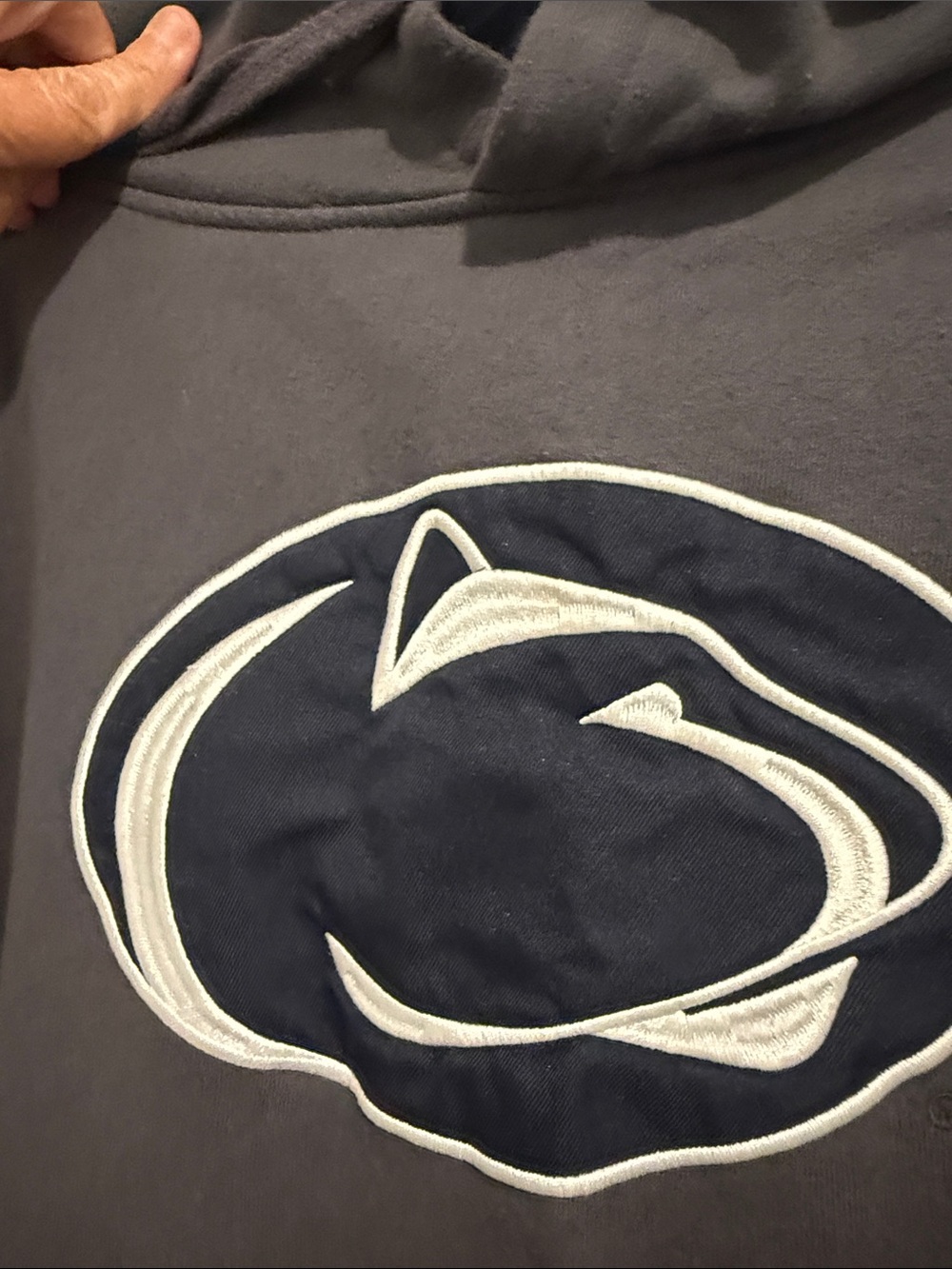 Stadium Athletics Gray Pullover Hoodie with Navy Logo - Picture 2 of 5
